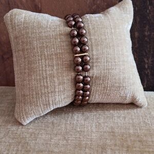 BiStrand Brown Beaded Elastic Bracelet